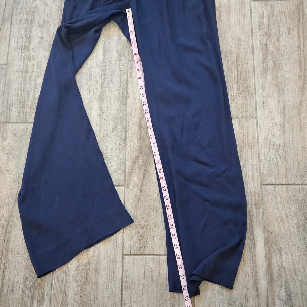 Diane von Furstenberg Dezi Jumpsuit Size 12 Navy Blue Wide Leg Dolman Minimalist - Picture 3 of 13